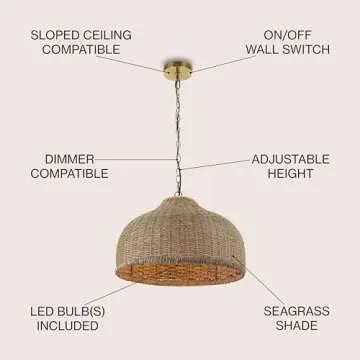 JONATHAN Y Eliza 20" Coastal Pendant Light with LED Bulbs
