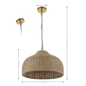 JONATHAN Y Eliza 20" Coastal Pendant Light with LED Bulbs