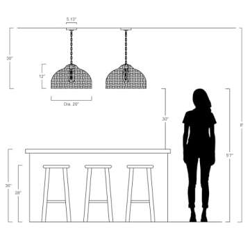 JONATHAN Y Eliza 20" Coastal Pendant Light with LED Bulbs