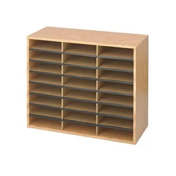 Safco Wooden Paper Organizer with 24 Compartments