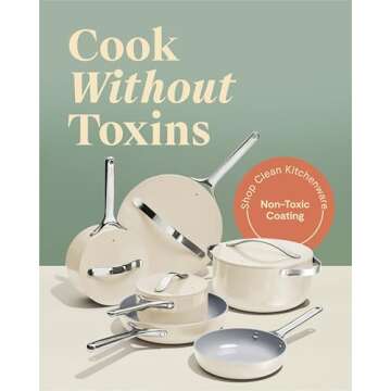 Caraway Deluxe Nonstick Ceramic Cookware Set - 16 Pieces for Healthier Cooking