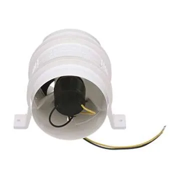 Attwood 1749-4 Turbo 4000 Series II In-Line Blower, For 4-Inch Interior Diameter Vent Hose, Water Resistant, 12-Volt