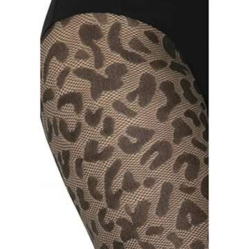 Gatta Womens Black LEOPARD ANIMAL PRINT Micro Mesh FISHNET Tights Pantyhose | WILD CAT 04 [Made in Europe] (2(S))