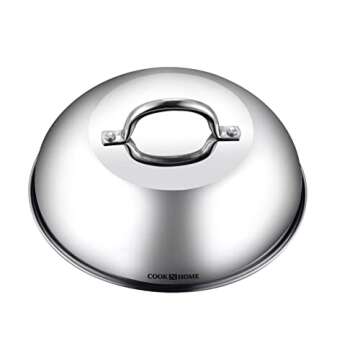 Cook N Home Stainless Steel Lid Griddle Accessories - 12 Inch Round Basting Cover Cheese Melting Dom...