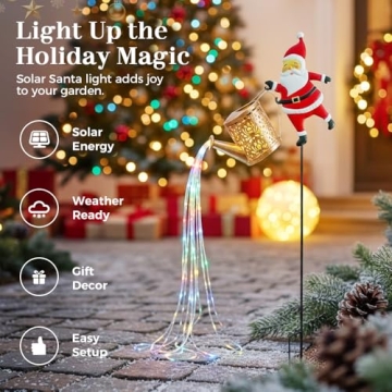2025 Santa Claus Solar Watering Can Kettle Lights - Outdoor Holiday Decor