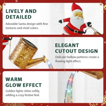 Santa Claus Solar Kettle Lights for Festive Outdoor Decor