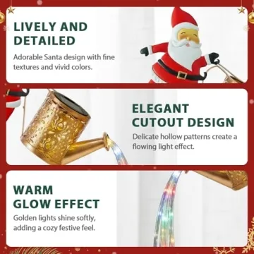 Santa Claus Solar Kettle Lights for Festive Outdoor Decor