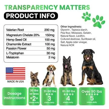 Grateful Pawz Hemp Calming Chews for Dogs - Dog Calming Chews - 170 Anxiety Relief Treats with Hemp Oil - Sleep Aid - Advanced Health Joint Support Supplement - Health & Wellness