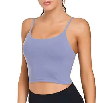 Lemedy Women Padded Sports Bra Fitness Workout Running Shirts Yoga Tank Top (S, Lavender)