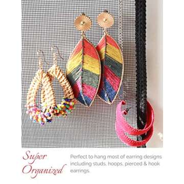 Earring Organizer Wall Monut, Display Hanging Jewelry Organizer for Studs Dangle Earrings and Neckla...