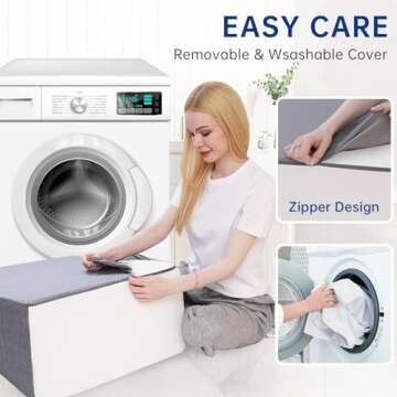 QUINEEHOM Bed Wedge Pillow for Sleeping, 12 Inch Triangle Bed Wedge for Adults, Memory Foam Wedge with Washable Cover, 30 Degree Triangle Pillow Wedge for Acid Reflux, Knee, Snoring