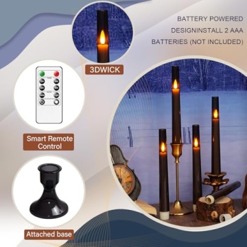 Sasigeiaa Flameless Taper Candles with Timer and Remote