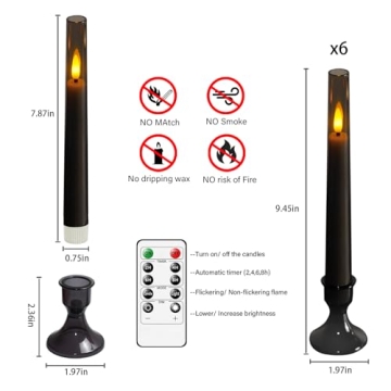 Sasigeiaa Flameless Taper Candles with Timer and Remote