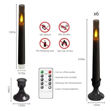 Sasigeiaa Flameless Taper Candles with Timer and Remote
