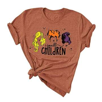CYLIDA I Smell Children Hocus Pocus Shirt Sanderson Sisters Halloween Tee for Women
