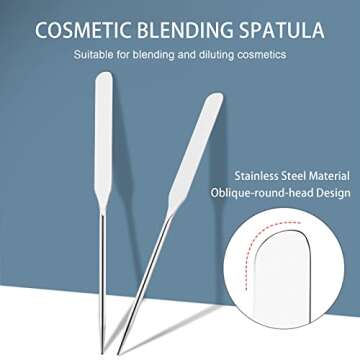 Anohuyho Picasso Makeup Spatula and Palette Set, Korean Makeup Spatula with Leather Cover, Stainless Steel Makeup Palette, Mixing Palette for Cosmetic Pigment Blending(SS)