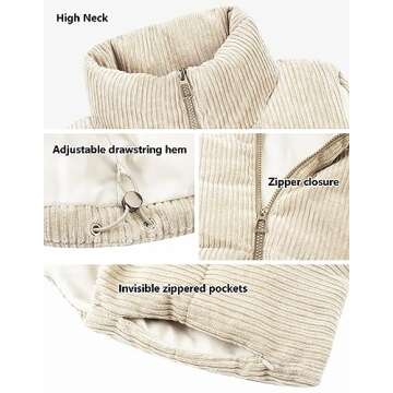 WUEAOA Women's Warm Corduroy Cropped Puffer Vest