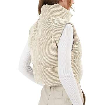 WUEAOA Women's Warm Corduroy Cropped Puffer Vest