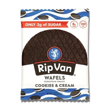 Rip Van Wafels Cookies & Cream Stroopwafels - 12 Pack Low Sugar Healthy Snack - Keto Friendly