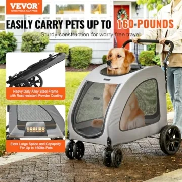 VEVOR Extra Large Dog Stroller for Pets Up to 160lbs