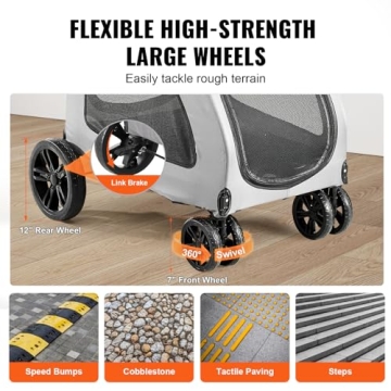 VEVOR Extra Large Dog Stroller for Pets Up to 160lbs