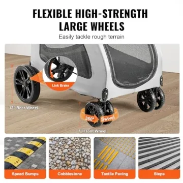 VEVOR Extra Large Dog Stroller for Pets Up to 160lbs