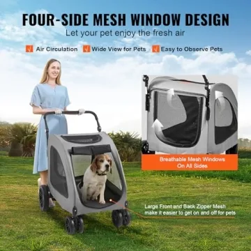 VEVOR Extra Large Dog Stroller for Pets Up to 160lbs