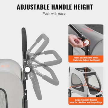 VEVOR Extra Large Dog Stroller for Pets Up to 160lbs