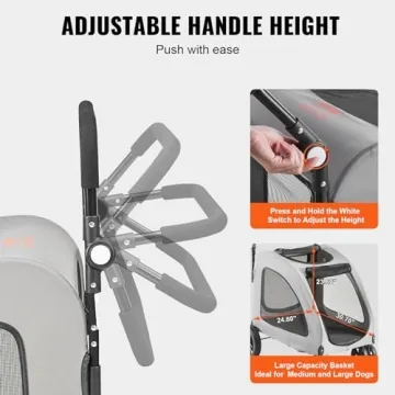 VEVOR Extra Large Dog Stroller for Pets Up to 160lbs