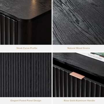 mopio Brooklyn 3 Drawer Dresser for Bedroom, Mid Century Modern Chest of Drawers, Wood Tall Nightstand, Waveform Fluted Side Table, Enhanced Safety, ASTM F2057-23 Sturdy Compliant (Black)