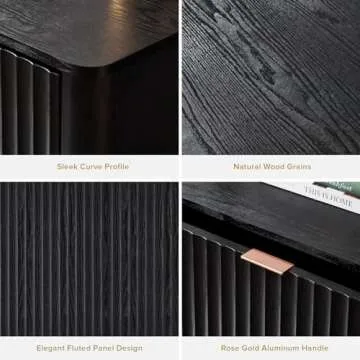 mopio Brooklyn 3 Drawer Dresser for Bedroom, Mid Century Modern Chest of Drawers, Wood Tall Nightstand, Waveform Fluted Side Table, Enhanced Safety, ASTM F2057-23 Sturdy Compliant (Black)