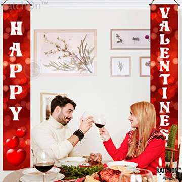 KatchOn Red Heart Valentines Day Banner - 72x12 Inch | Happy Valentines Day Decor