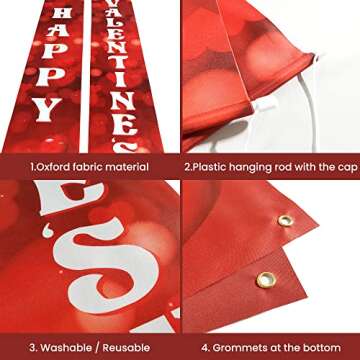 KatchOn 72x12 Red Heart Valentines Day Banner