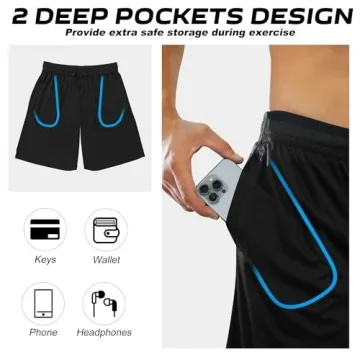 Quick Dry Athletic Shorts for Men with Pockets