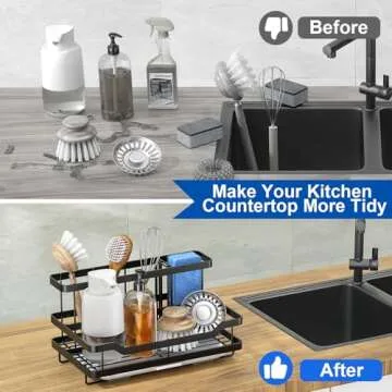 Large Capacity Sponge Holder for Kitchen Sink Organizer