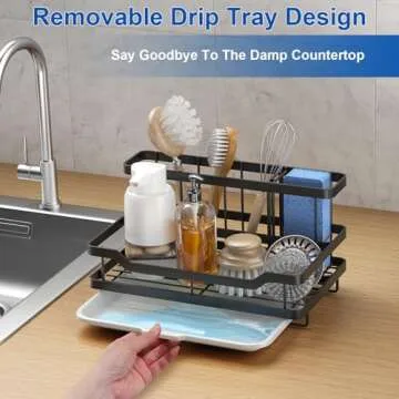 Large Capacity Sponge Holder for Kitchen Sink Organizer