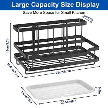 Large Capacity Sponge Holder for Kitchen Sink Organizer