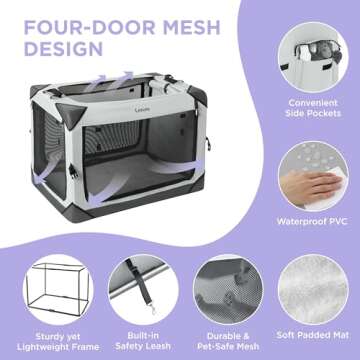 Lesure Collapsible Dog Crate for Large Dogs - Travel Friendly
