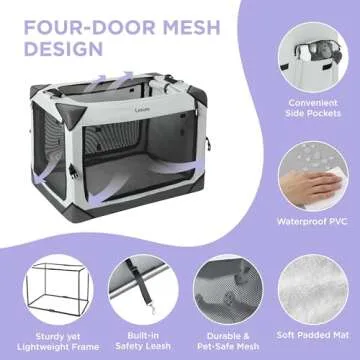 Lesure Collapsible Dog Crate for Large Dogs - Travel Friendly