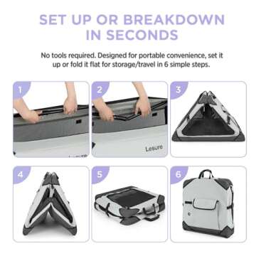 Lesure Collapsible Dog Crate for Large Dogs - Travel Friendly