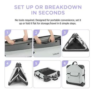 Lesure Collapsible Dog Crate for Large Dogs - Travel Friendly