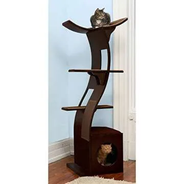 The Refined Feline Lotus Cat Tower Furniture, Multi-Level Cat Tree with Scratching Pad, Perches, Hou...