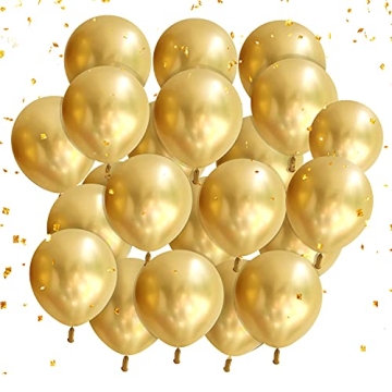 Eanjia 5" Chrome Gold Balloons 100pcs Mini Metallic Latex Balloons for Balloon Garland Party Decorat...