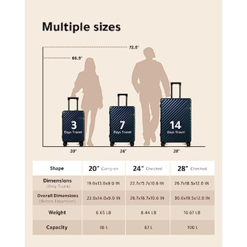 LUGGEX 3-Piece Expandable Luggage Set - TSA Approved