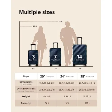 LUGGEX 3-Piece Expandable Luggage Set - TSA Approved