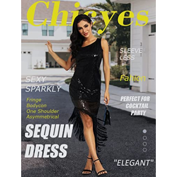 Chicyes One Shoulder Sequin Dress for Parties