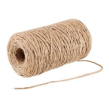 LOKIPA 328 Feet Natural Jute Twine for Arts and Crafts Jute Rope Packing String for Gardening String Natural Rustic String Gift wrap Twine