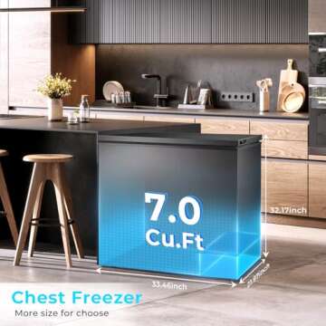 Electactic Chest Freezer 7.0 Cubic Feet Compact Freezer with 3 Removable Baskets, Free Standing Top ...