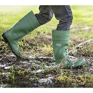 HISEA Men's Steel Toe Rain Boots PVC Rubber Boots, Waterproof Garden Fishing Outdoor Work Boots, Durable Slip Resistant Knee Boots for Agriculture and Industrial Working, Black Size 10