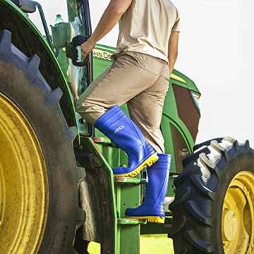 HISEA Men's Steel Toe Rain Boots PVC Rubber Boots, Waterproof Garden Fishing Outdoor Work Boots, Durable Slip Resistant Knee Boots for Agriculture and Industrial Working, Black Size 10